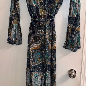 Paisley Long Sleeve Wrap Maxi Dress